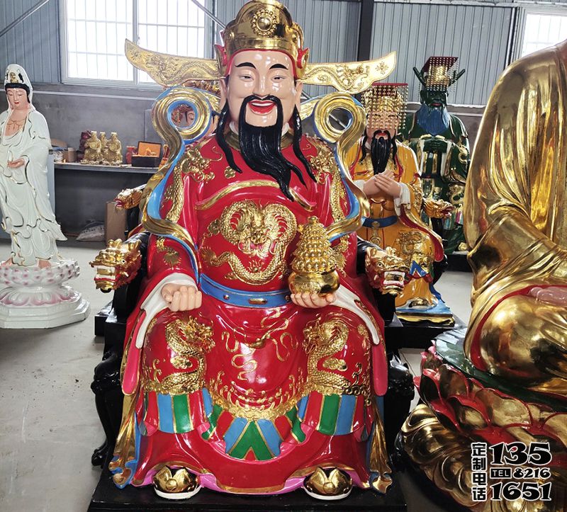 玻璃鋼彩繪寺廟供奉佛像財(cái)神雕塑