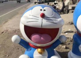 商場公園玻璃鋼彩繪機器貓哆啦A夢雕塑