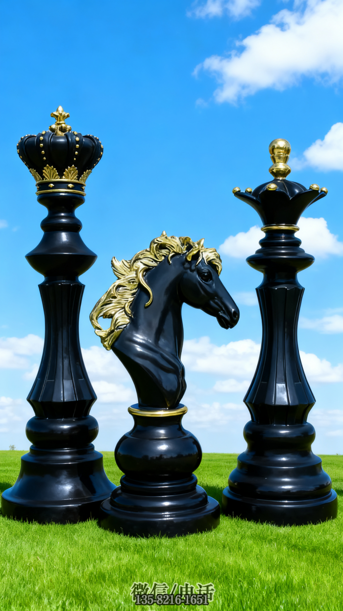 下棋雕塑實拍圖