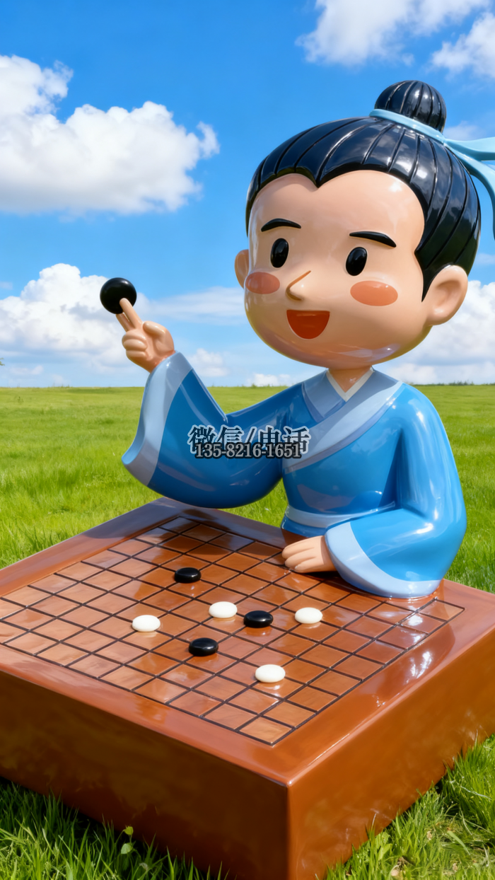 下棋雕塑實拍圖